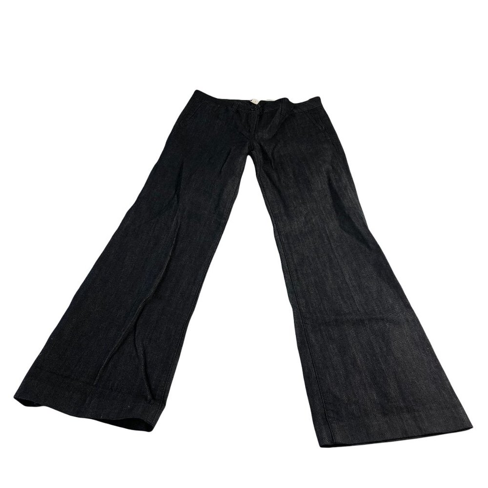 Talbots women's jeans 10 trouser wide leg mid rise dark wash blue denim pants